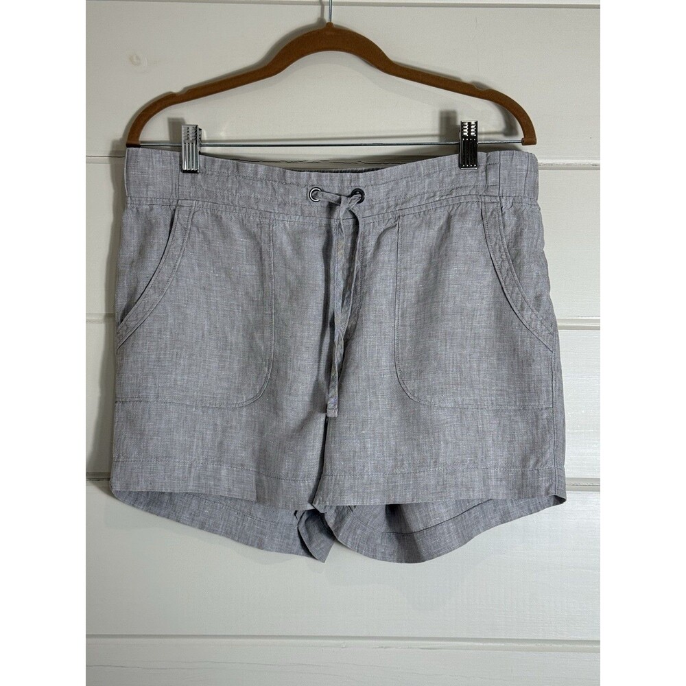 Athleta Light Gray Drawstring Linen-Blend Jean Looking Shorts